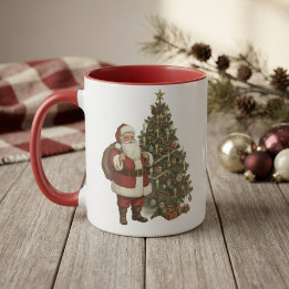 Vintage Tomte & Julgran Mugg
