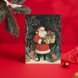 Vintage Tomte Klassiska Gåvor Jul Julkort