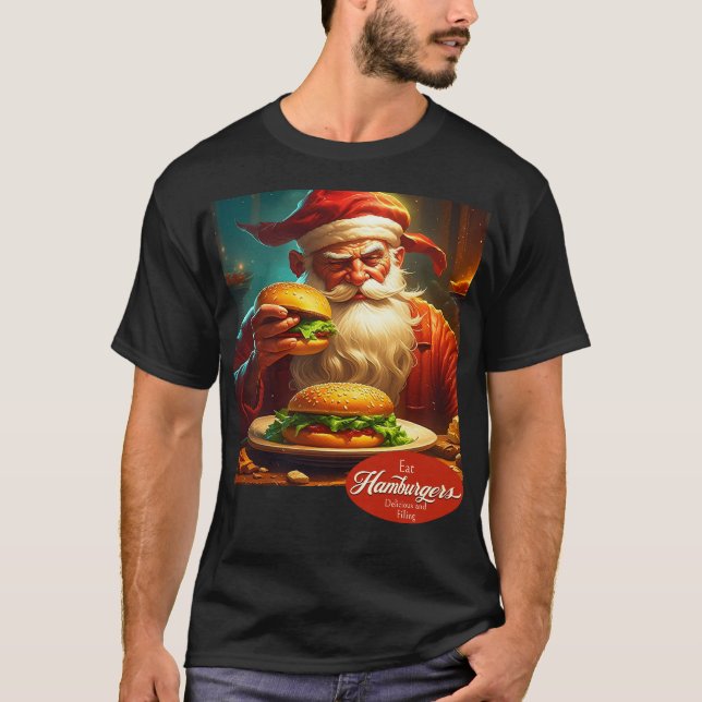 Vintage Tomte med hamburgare T Shirt (Framsida)