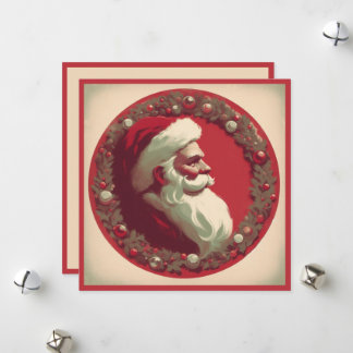 Vintage Tomte med Krans Julkort