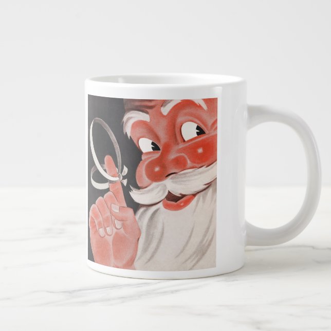 Vintage Tomte med påminnelsessträng på fingret Jumbo Mugg (Höger)