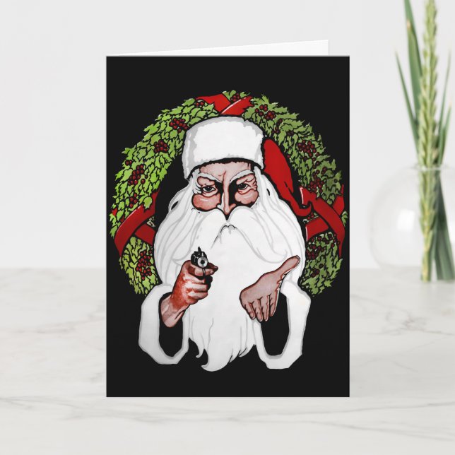 Vintage Tomte med pistol julkort Helgkort (Framsida)