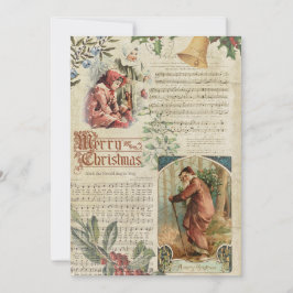 Vintage Tomte & Musik Ephemera Julkort