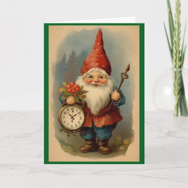 Vintage Tomte Nyårshälsningskort Helgkort (Framsida)