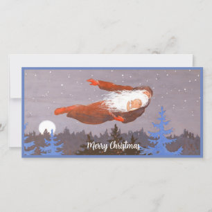 Vintage Tomte och Bebis Flyger På Julen
