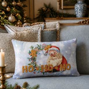 Vintage Tomte & Pepparkaksgubbe Ho-Ho-Ho Kuddslang Lumbarkudde