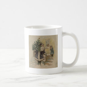 Vintage Tomte Snö Julgran Kaffemugg