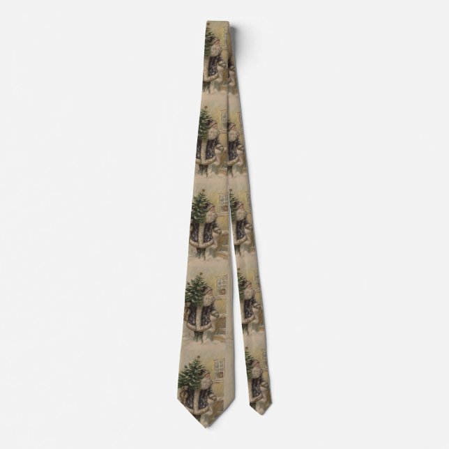 Vintage Tomte Snö Julgran Slips (Framsida)