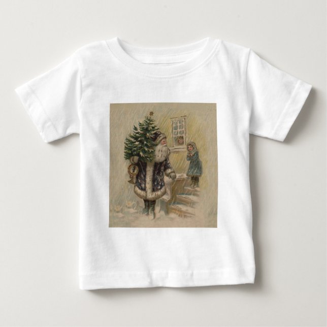 Vintage Tomte Snö Julgran Tröja (Framsida)