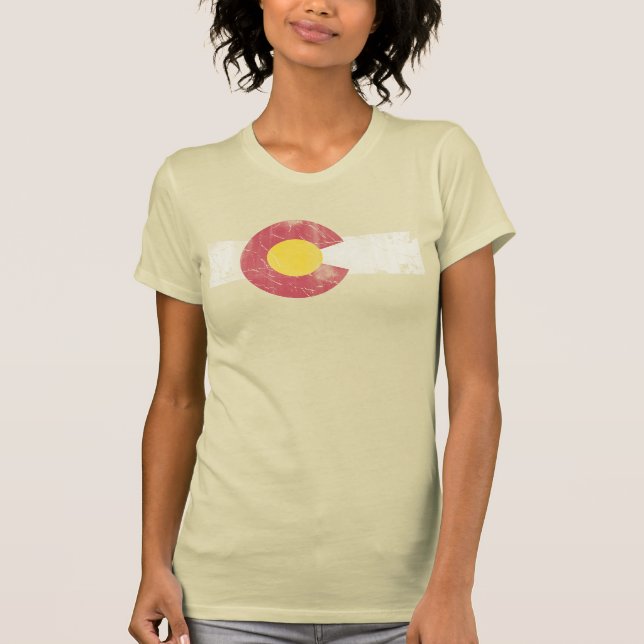 Vintage Tona Statlig flagga av färgfärgfärgad färg Tee (Framsida)