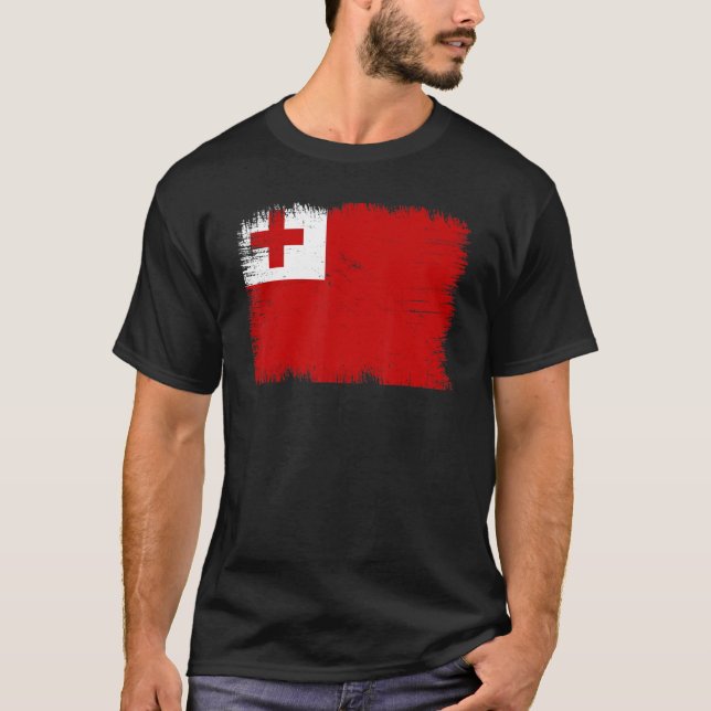 Vintage Tonga Flag Tongan Independence Day T Shirt (Framsida)