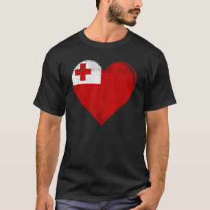 Vintage Tonga Flagga Heart för tonåring T Shirt