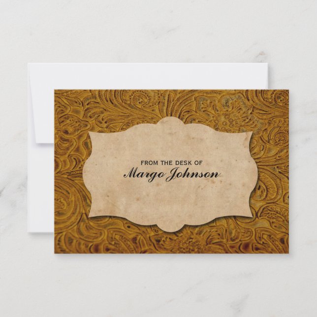 Vintage Tooled Leather Personlig Card Inbjudningar (Framsida)