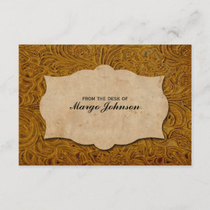 Vintage Tooled Leather Personlig Card Inbjudningar