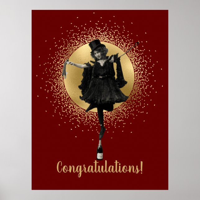Vintage Top hat Dancer-Grattisar Poster (Framsidan)