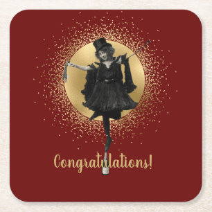 Vintage Top hat Dancer Grattiss Underlägg Papper Kvadrat