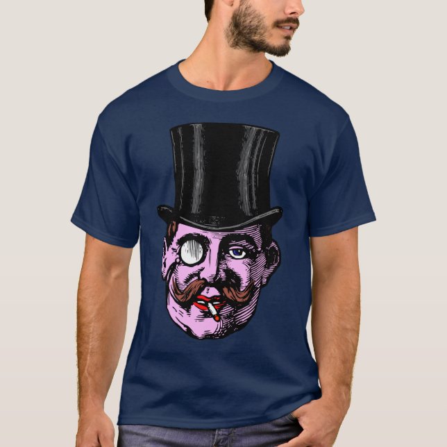 Vintage Top hat Man T Shirt (Framsida)