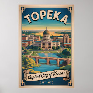 Vintage Topeka Kansas Retro Resa Poster
