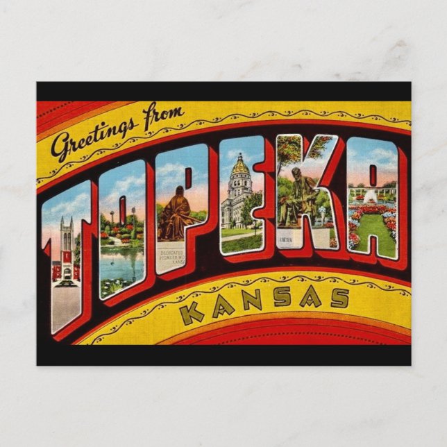 Vintage Topeka Kansas vykort (Framsida)