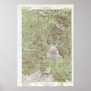 Vintage Topografiska Karta berget Saint Helens Poster