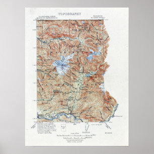 Vintage Topografiskt Karta Mount Baker Poster