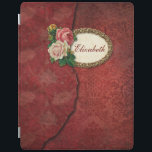 Vintage Torn Red Damask and Ro Personlig iPad Skydd<br><div class="desc">Lagrar av åldrasens röda damm med torn kant,  guld filigree ram och vintage ro. Anm.: Skuldade,  graverade,  präglade och dimensionella effekter,  skiktade,  åldras eller eroderade utseenden,  struktur och skuggor som uppnås digitalt. Den faktiska produkten har en plan yta.</div>