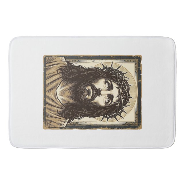 Vintage törnekrona religiös porträtt badrumsmatta (Framsidan)