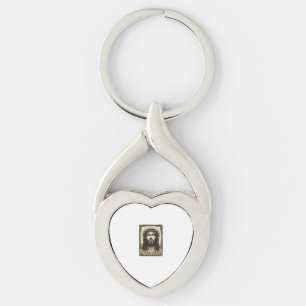 Vintage törnekrona religiös porträtt twisted heart silverfärgad nyckelring