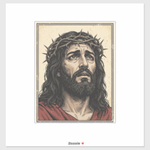 Vintage törnekrona religiös porträtt vektor konst_ klistermärken