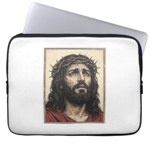 Vintage törnekrona religiös porträtt vektor konst_ laptop fodral