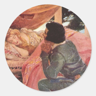 Vintage Törnrosa av Jessie Willcox Smith Runt Klistermärke
