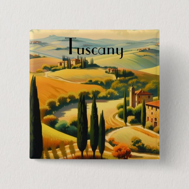Vintage Toscana Landsbygd Anpassad Text Knapp (Framsida)