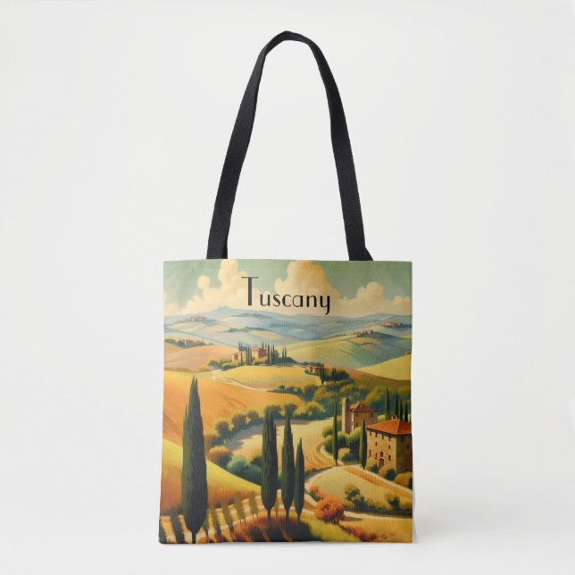 Vintage Toscana Landsbygd Anpassad Text Tygkasse (Framsida)