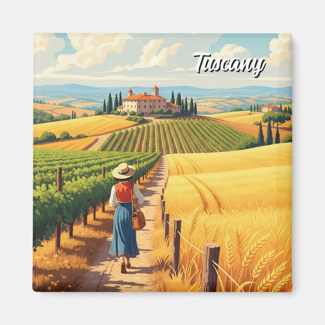 Vintage Toskana Italien Countryside Magnet (Framsidan)