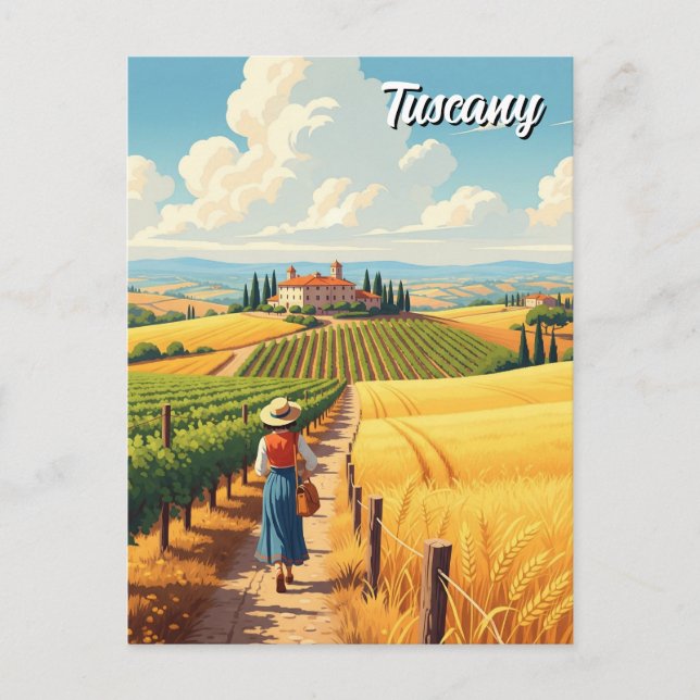 Vintage Toskana Italien Countryside Vykort (Framsida)
