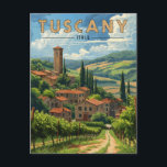 Vintage Toskana Travel Vykort<br><div class="desc">Förbereda en nostalgisk resa genom Toskana,  Italien med detta charmerande vykort för vintage. Med en retro-estetisk påminnelse om klassiskt resor affischer,  fångar detta vykort kärnan i Toscanas rullande backe,  vinodlingar och rustiska charm. Skicka en biet av Toscanas magi idag!</div>