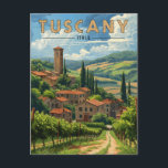 Vintage Toskana Travel Vykort<br><div class="desc">Förbereda en nostalgisk resa genom Toskana,  Italien med detta charmerande vykort för vintage. Med en retro-estetisk påminnelse om klassiskt resor affischer,  fångar detta vykort kärnan i Toscanas rullande backe,  vinodlingar och rustiska charm. Skicka en biet av Toscanas magi idag!</div>