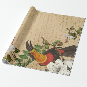 Vintage Toucan och Tropical Flower Presentpapper