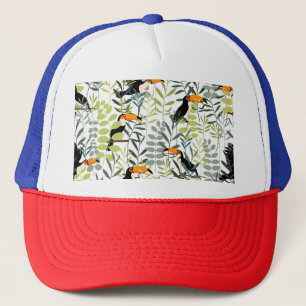 Vintage Toucans Grönt Löv Mönster Keps