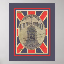 Vintage Tourist Guide till Hongkong med Union Jack Poster