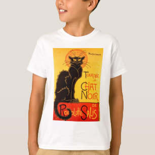 Vintage Tournee de Prata Noir svart katt Tee