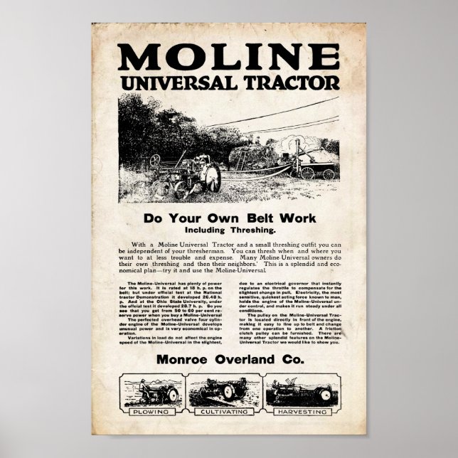 Vintage Tractor Advertising Poster (Framsidan)