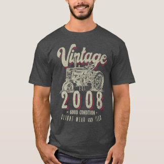 Vintage Tractor Farmer Birthday Born 2008 & Est T Shirt