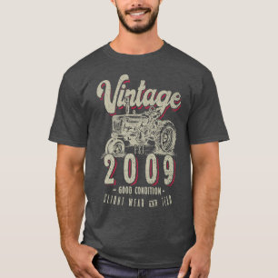 Vintage Tractor Farmer Birthday Born 2009 & Est T Shirt