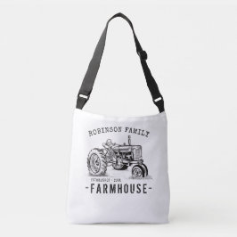Vintage Tractor for Family Namn Farmhouse Rustic  Axelväska