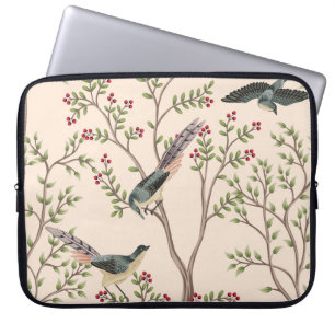 Vintage, träd, fågelblommigt, sömlös mönster laptop fodral