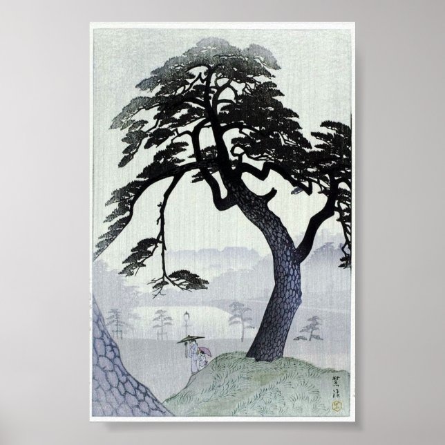 Vintage Träd japansk Woodblock Art Ukiyo-E Poster (Framsidan)