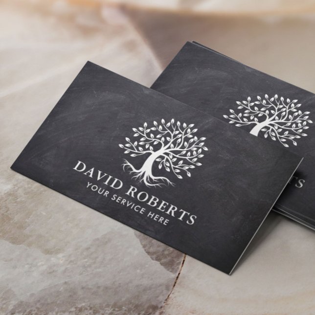 Vintage Träd Roots Elegant Chalkboard Visitkort (Skapare uppladdad)