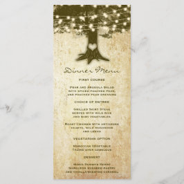 Vintage Träd Rustic String Ljus Slim Dinner Menu Meny