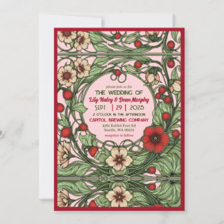 Vintage trädgård Art Nouveau bröllopsinbjudan Inbjudningar